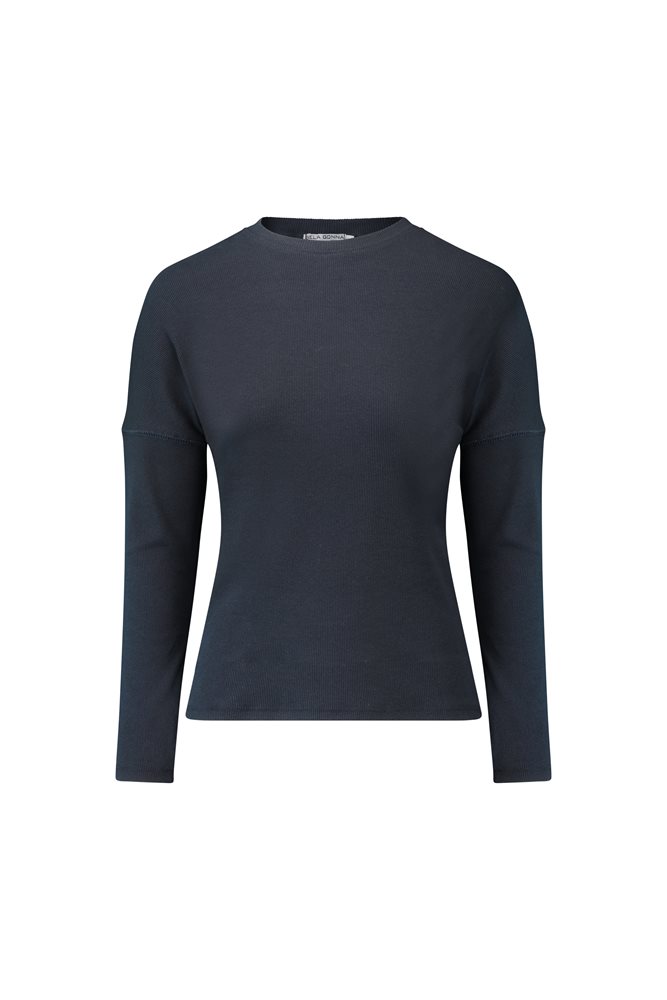 טישרט ריב שרוול שמוט בצבע כחול. 100% כותנה, מידות 8-24