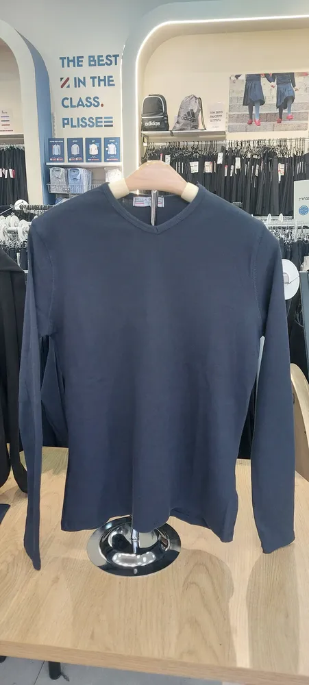 טישרט ריב צווארון V צבע כחול