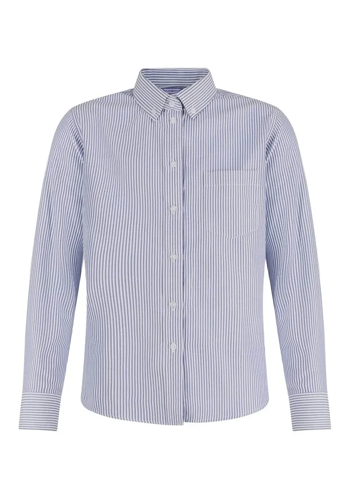 חולצת מותג פסים תכלת לבן מידות 34-46