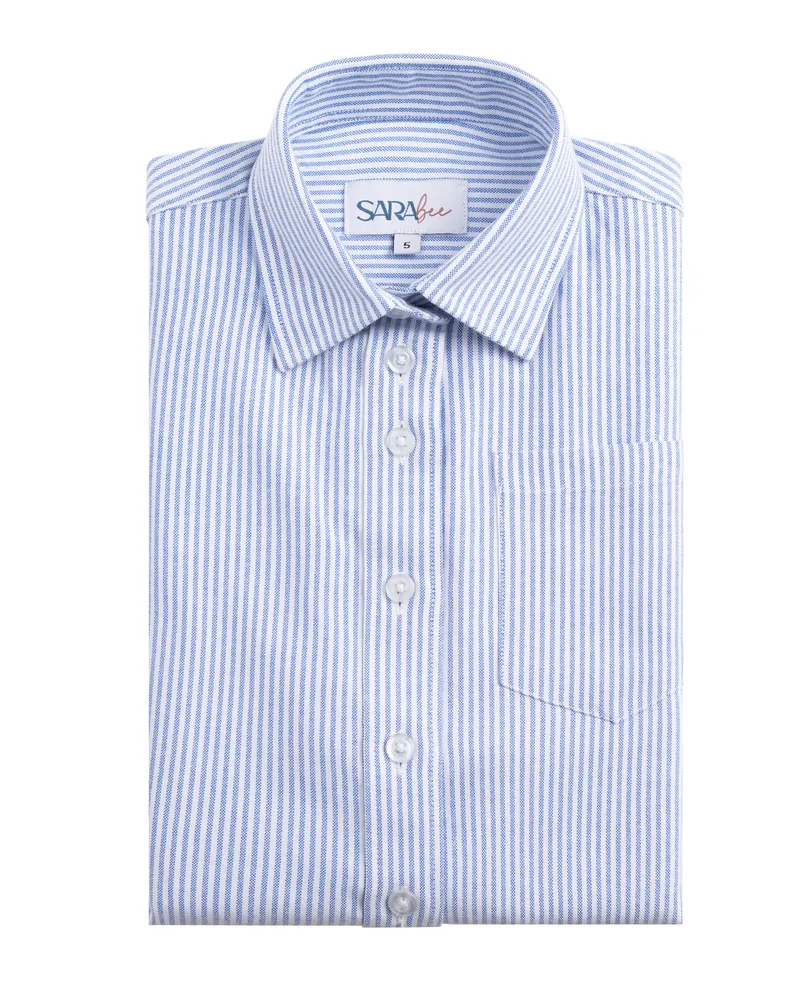 חולצת אוקספורד פסים תכלת לבן של המותג SARA BEE