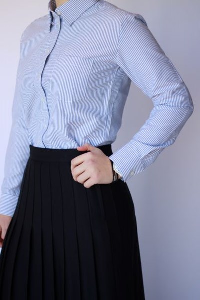 חולצת פסים תכלת לבן מידות 34-50