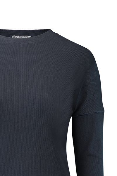 טישרט ריב בצבע כחול שרוול שמוט