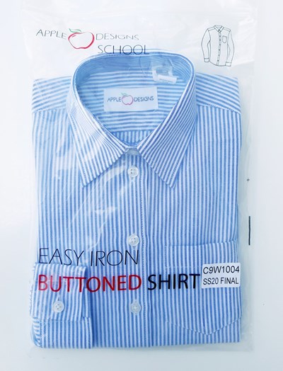 חולצה מכופתרת פסים תכלת לבן