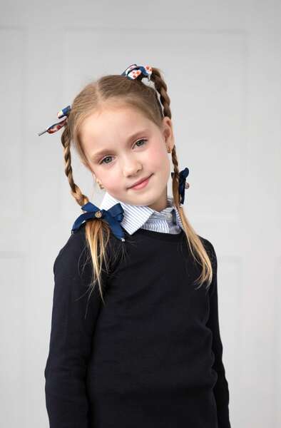 סריג חורפי בצבע כחול של המותג הקנדי SARA BEE מידות ילדות ונערות