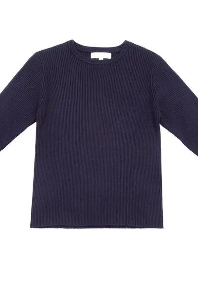 סריג ריב בצבע כחול עם כפתורים בשרוול