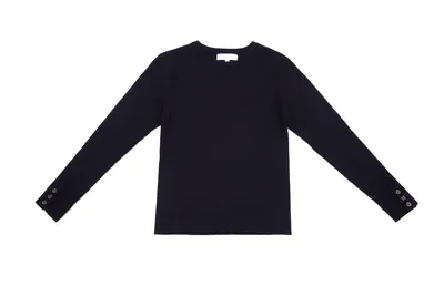 סריג ריב בצבע כחול עם כפתורים בשרוול