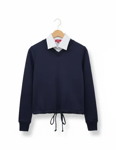 פוטר דק עם שרוך קשירה מותג SPRING צבע כחול/ שחור