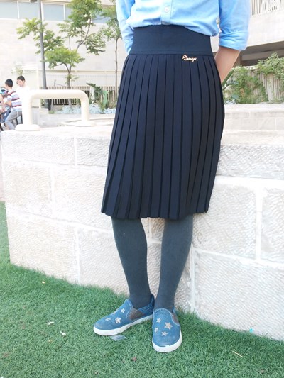 חצאית קפלים עם גומי גבוה, דגם 'מיקה'