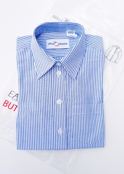 חולצת פסים תכלת לבן