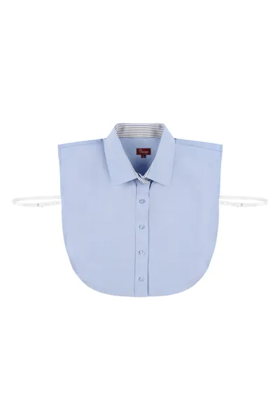 צווארון תכלת בתוספת בד פסים ברגל צווארון