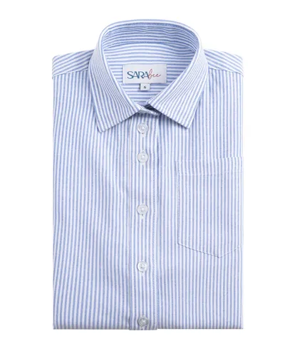 חולצת אוקספורד פסים תכלת לבן של המותג SARA BEE