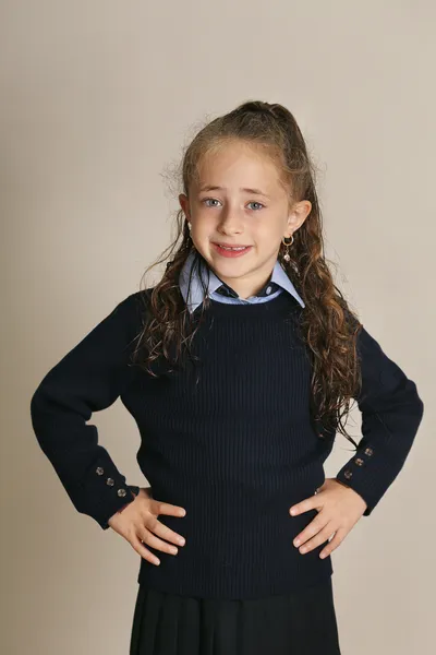 סריג ריב בצבע כחול עם כפתורים בשרוול